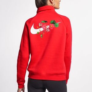 NWOT NIKE zip-up sweater with floral (red)
